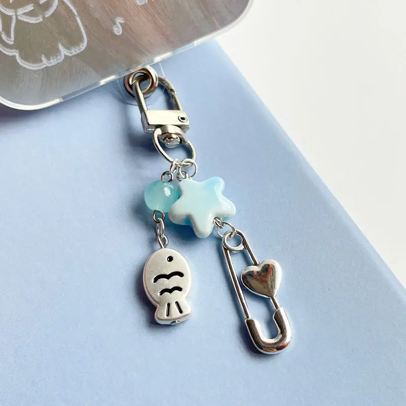 

1/2 Pcs Summer Small Fish Star Charm Keychain Phone Lanyard Keyring Bag Pendant Accessory Aesthetic Y2k Jewelry DIY Accessories