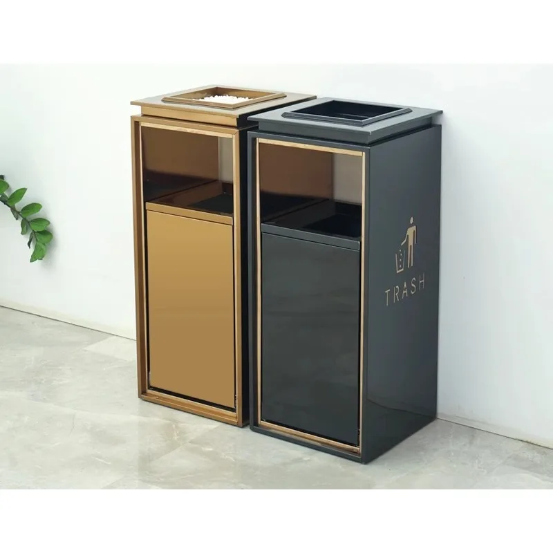Hotel lobby trash can vertical high-end classification with ashtray fruit leather box Suitable for interior decoration