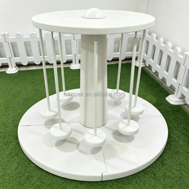 Easy to Set up White Swing Soft Play Merry Go Round Kids Mechanical Spin Indoor/outdoor Equipment for Play Cafe Mall Party Hire