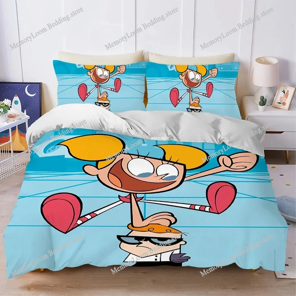 

Funny Cute D-Dexters-Lab Duvet Cover Set Home Style Bedding Soft Laundry Cotton Bed Four Seasons Student Dormitory Home Textile9