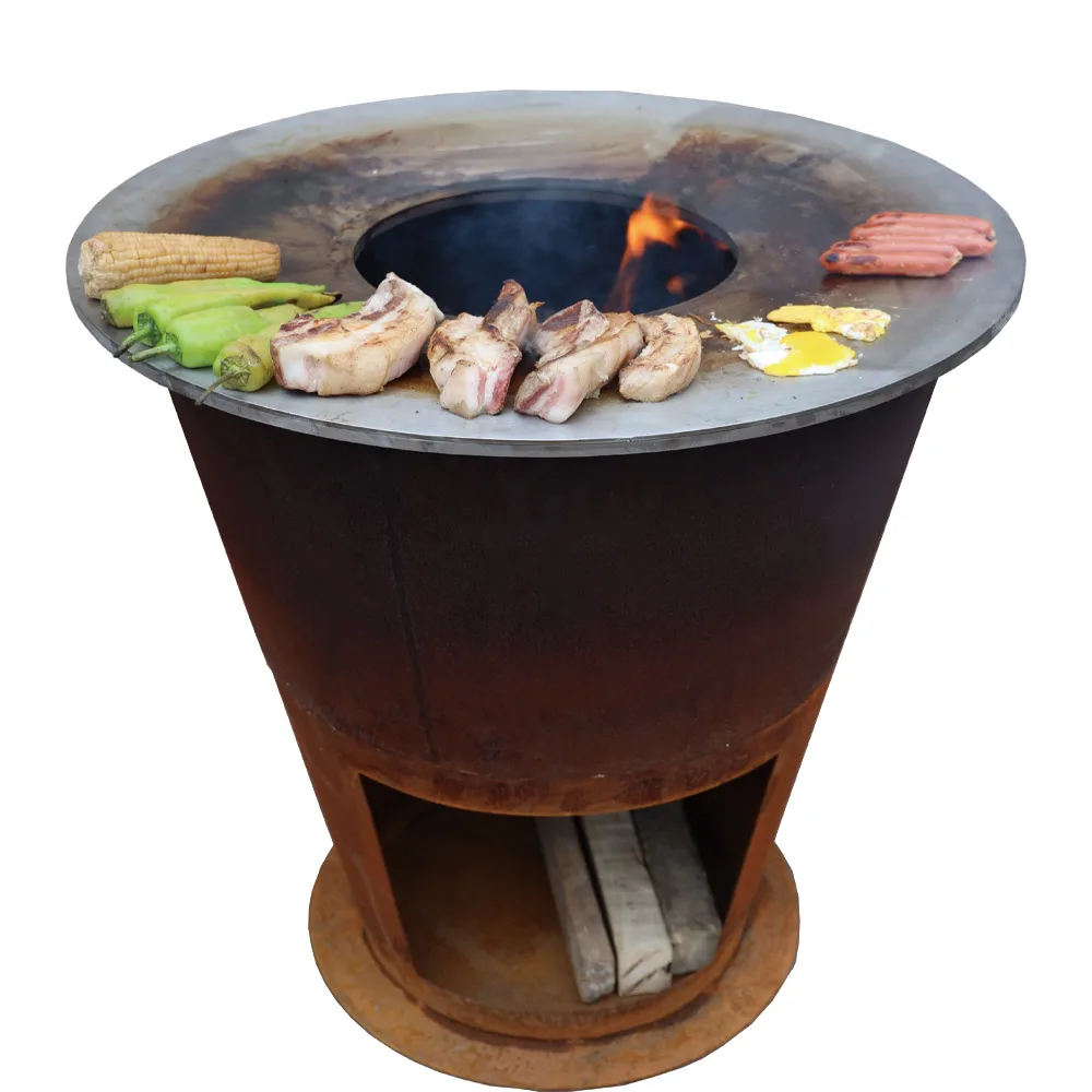 Outdoor Grill Island 100cm Corten Steel BBQ Plancha