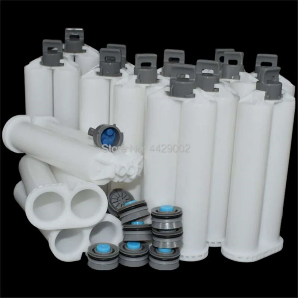 500 Stück 1:1 Leere Kartuschen 50ml Epoxidharz-Klebstoffe AB-Tuben-Kartuschen Applikator Zweikomponenten-Spender-Tube & 1000 Stück Verschlüsse – Detail 6