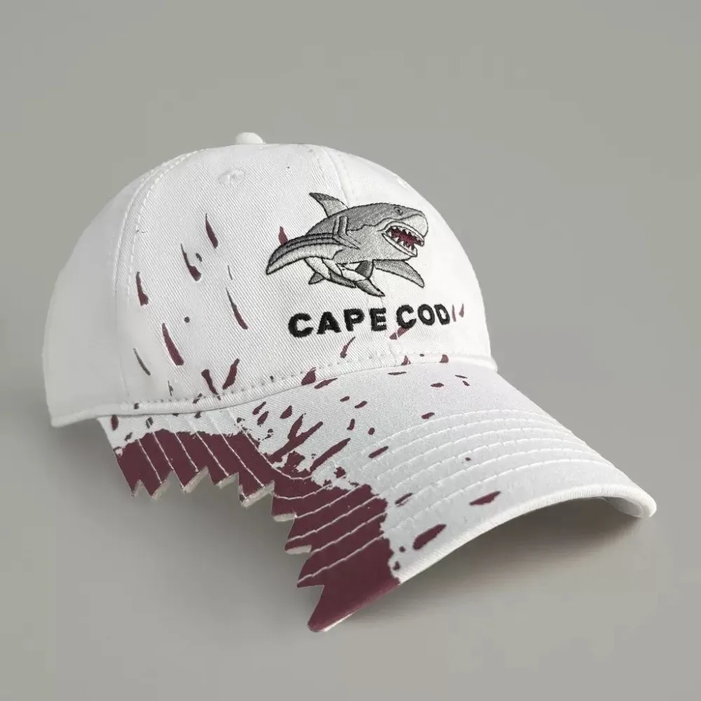 Chomped Brim Design Shark Bite Cap Premium Cotton Vibrant Fabric