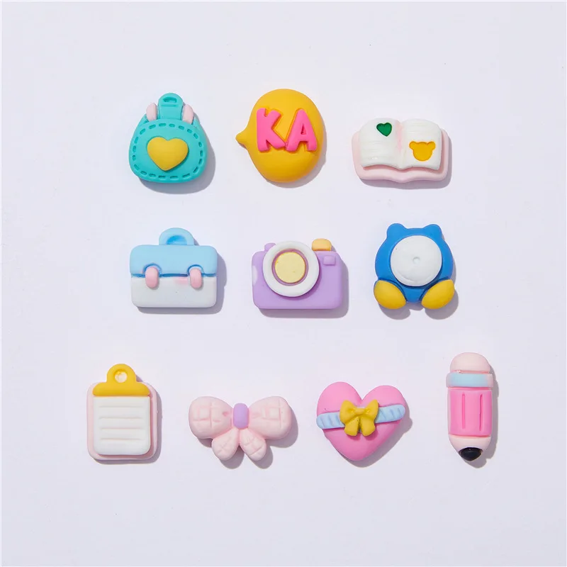 10pcs New Cute Stationery Series Flatback Cabochon Scrapbooking DIY Home Furnishing Embellishments Hair Bow Center Accessories