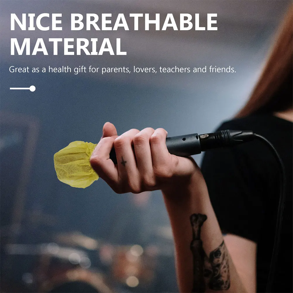 

120Pcs Disposable Microphone Covers Non-Woven Mic Sleeve Anti-Splash Windproof Mic Protector for Studio Stage Meeting Use