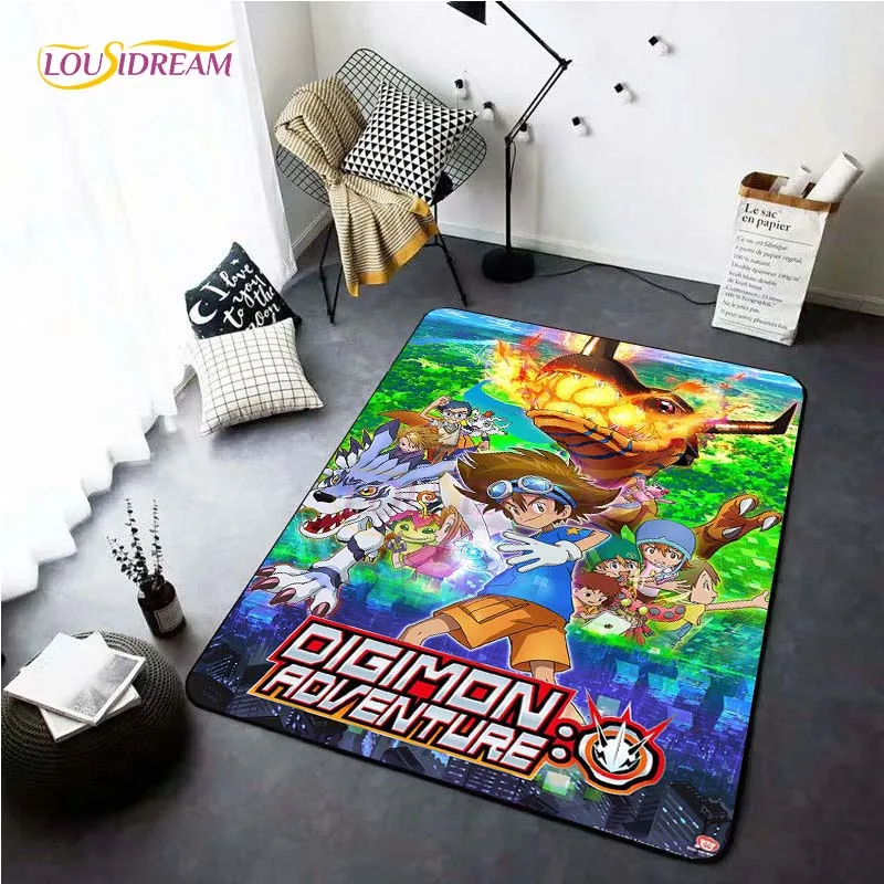 New Cartoon Digimon Area Rugs for Living Rome Anime Carpet Bedroom Soft Floormat Anti Slip Doormat Home Decor Gift Picnic