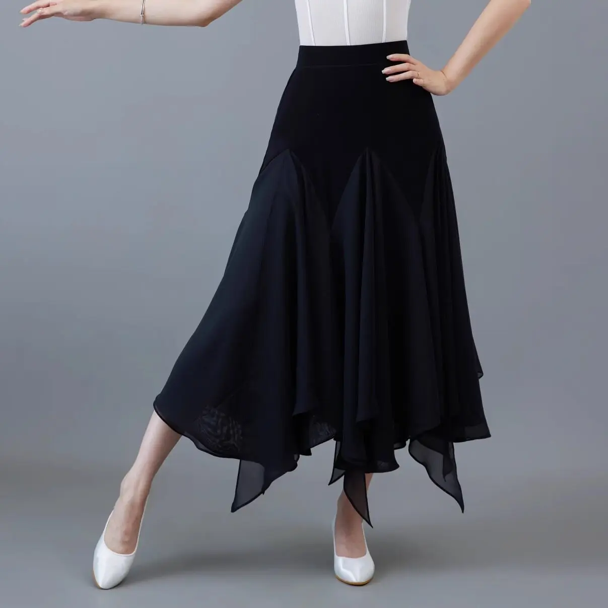 Modern Dance Big Swing Irregular Skirt For Women National Standard Dance Costume Waltz Ballroom Dance Performance Wear DN24055