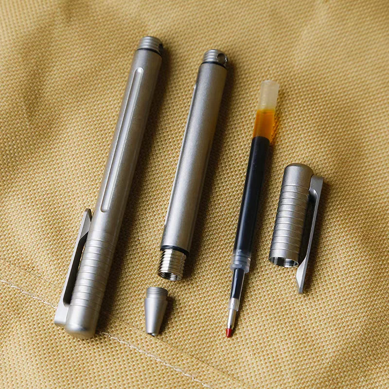 Full TC4 Titanium EDC Pen, Spiral Twist Mini Pen with Pocket Clip, Tactical Metal Ballpoint for Outdoor Writing and Survival G view 3