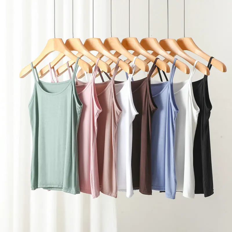 

Modal camis M to 2XL Solid color Spaghetti Strap camisole slim fit bottomed tank tops fashion tee tops all match