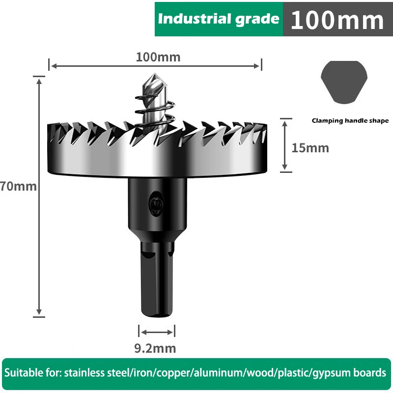 Gatenzaagset 12-100 mm harde metalen boren Zware gatopener Gatsnijder voor metaal Roestvrij staal Ijzer Hout Kunststof enz.