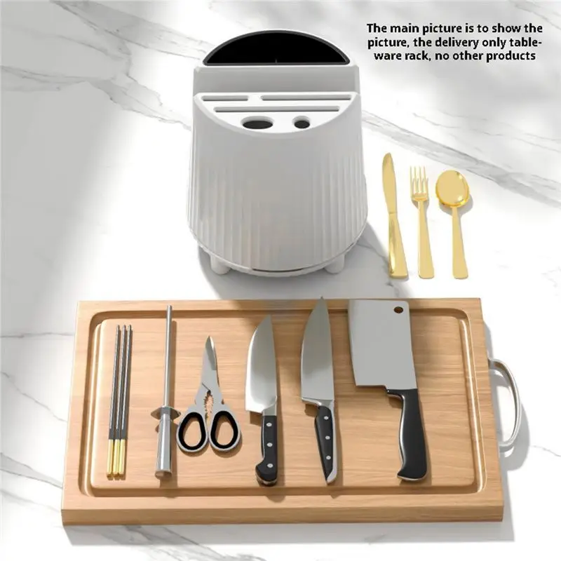 AS63-Rotating Knife Rack, Cutlery Rack, Spoon, Chopsticks, Fork Storage Rack Storage Box, Multifunctional Kitchen Storage
