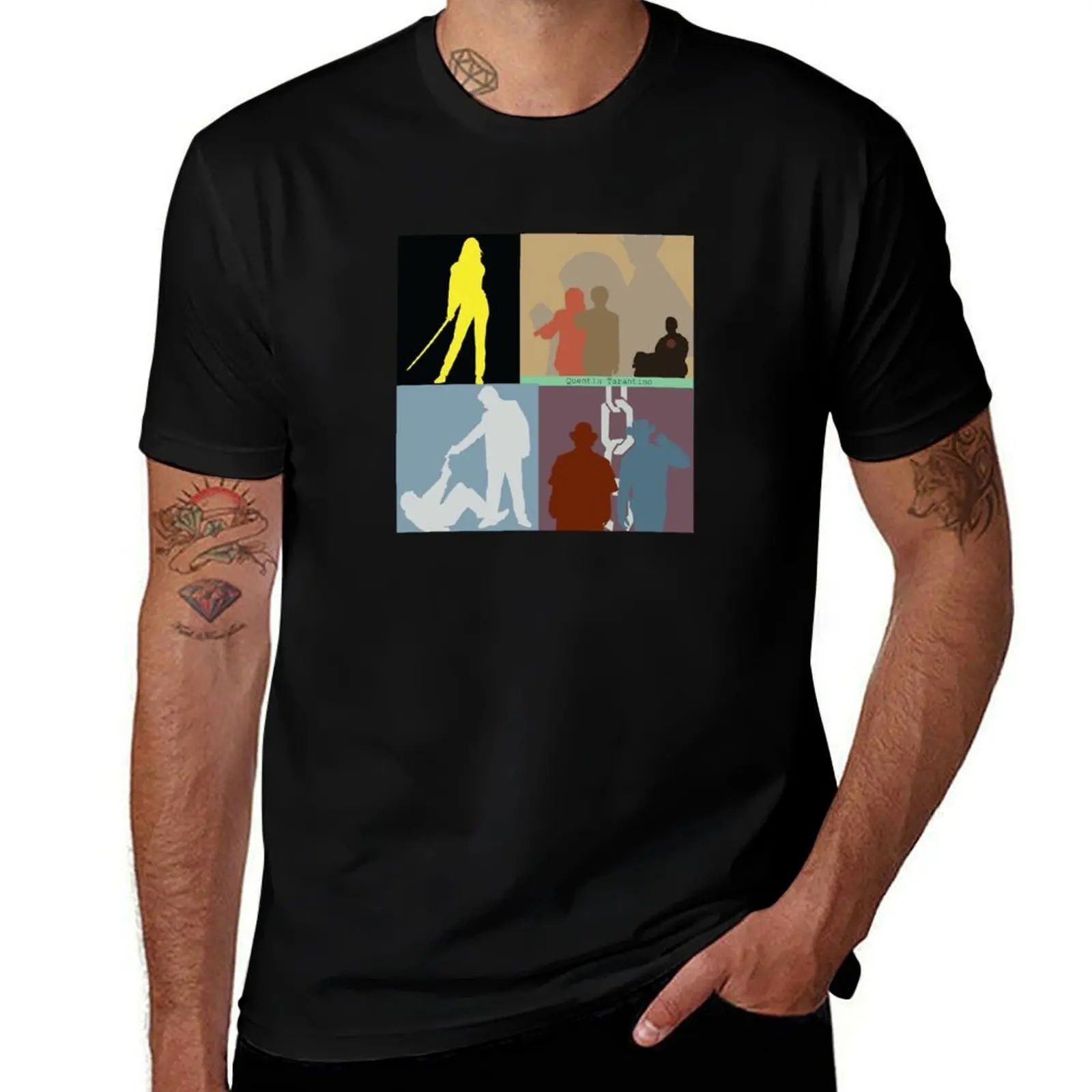 クエンティン・タランティーノ映画コラージュ-tシャツ男性用-tシャツカジュアルコットン-tシャツパック-tシャツ