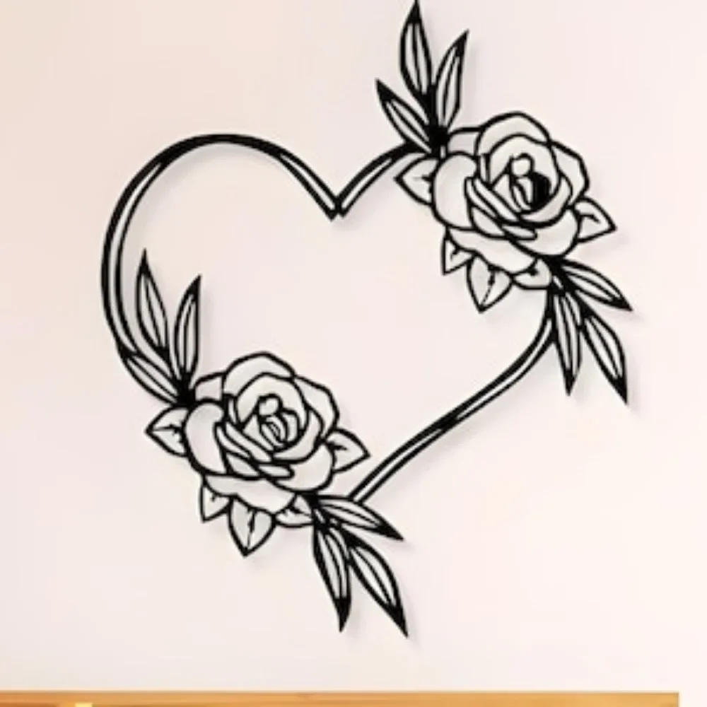 CIFBUY Iron Wall Art Metal Roses Leaves Floral Metal Flower Artwork For Home Decor Living Room Bedroom Romantic Gift Wall Decor