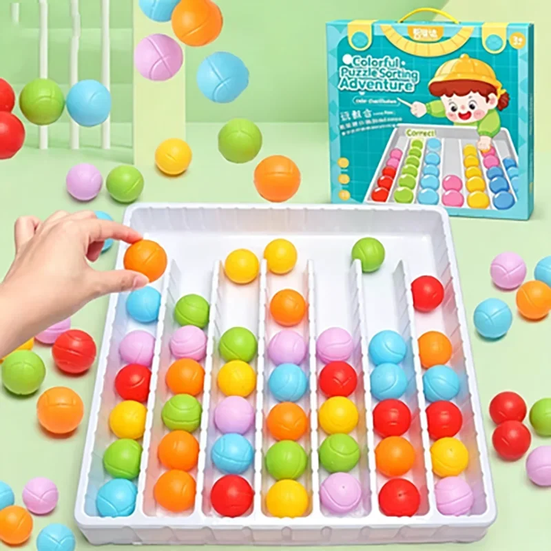 Smart Color Ball Sorting & Matching Game Set, Family Leisure Interactive Play, Educational Tabletop Toy For Kids