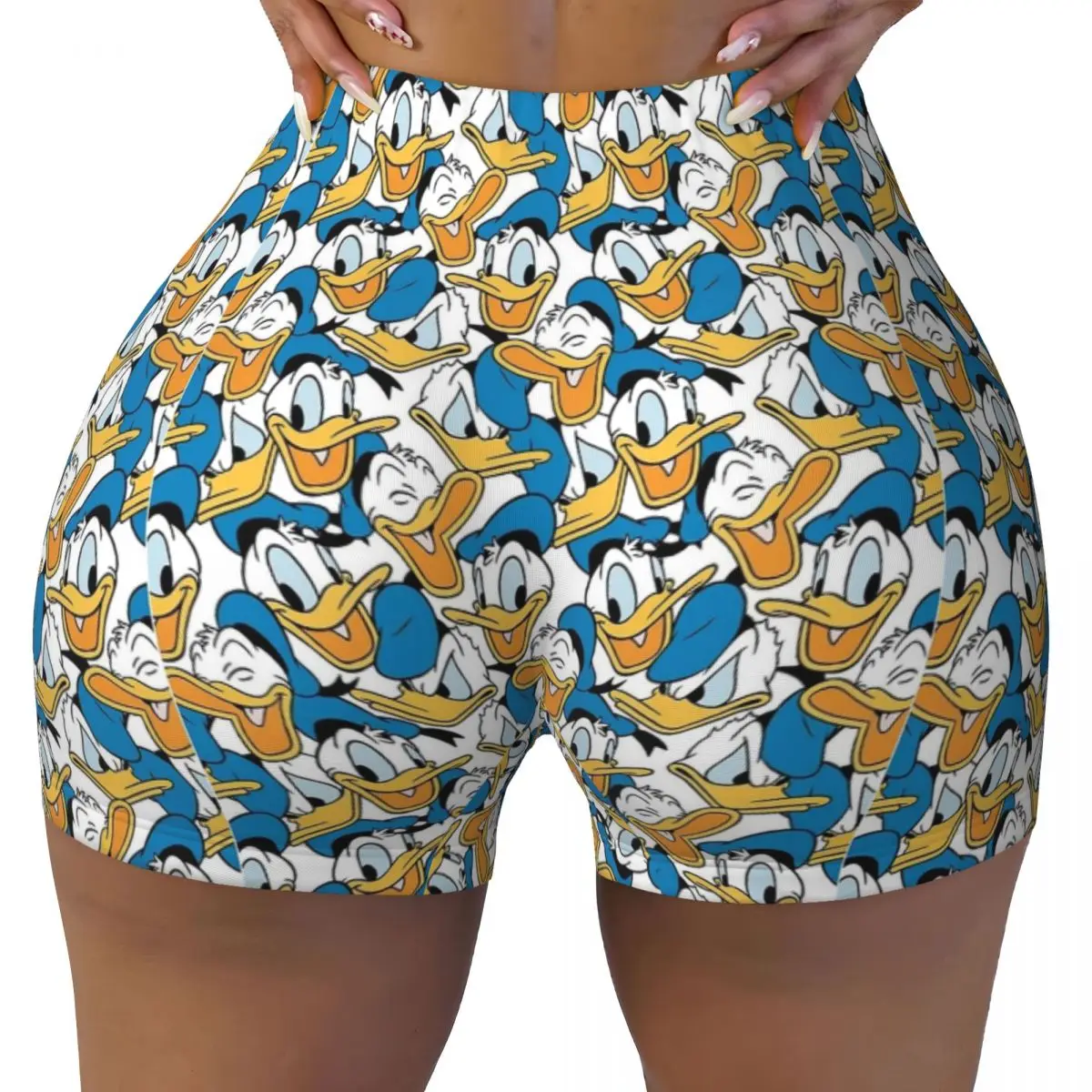 

Women's Fitness Yoga Tight Shorts Many Faces Of Boy Duck High Waist Shorts Donald Duck Volleyball Biker Gym Pants Tights