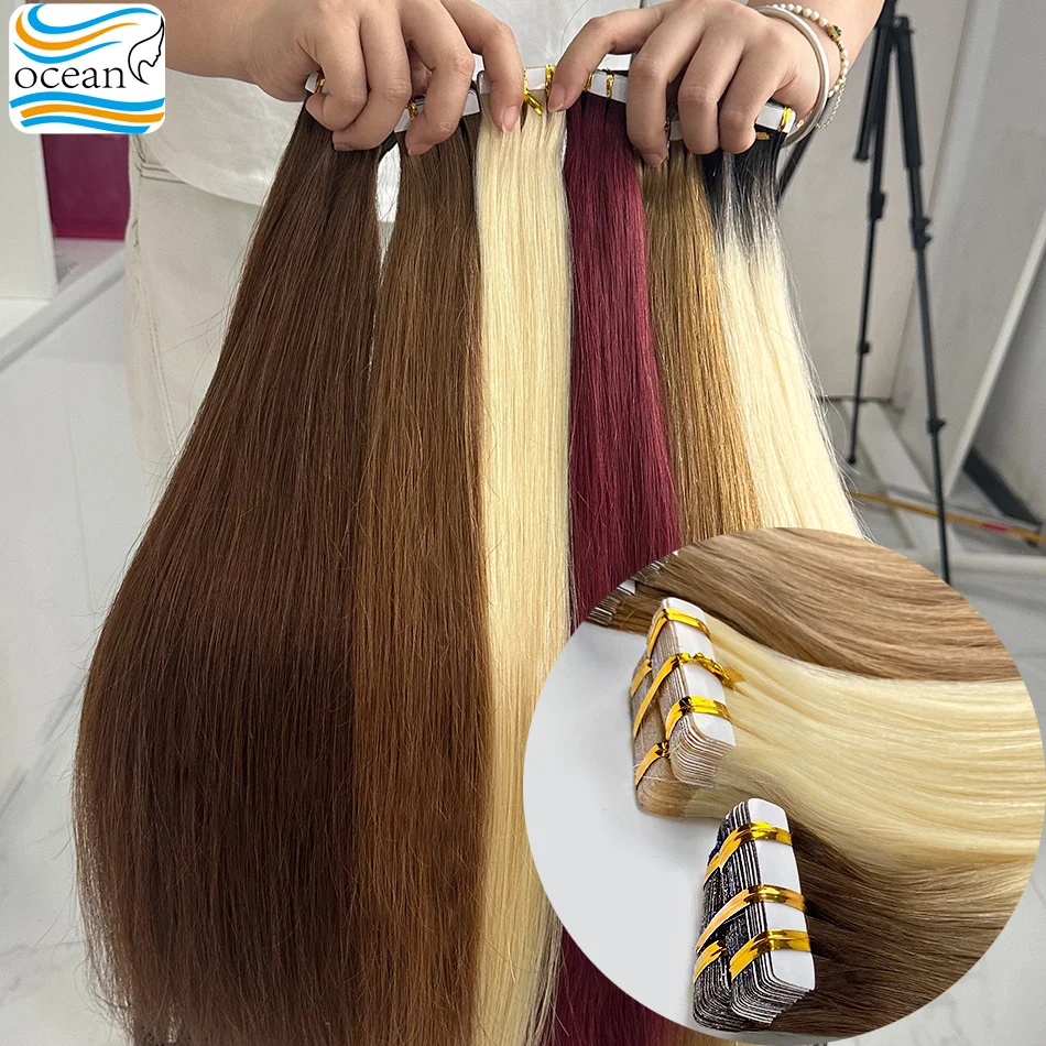 

Shinehair Tape in Human Hair Extensions Real Natural Vietnamese Human Hair Straight Seamless Skin Wefts For Women