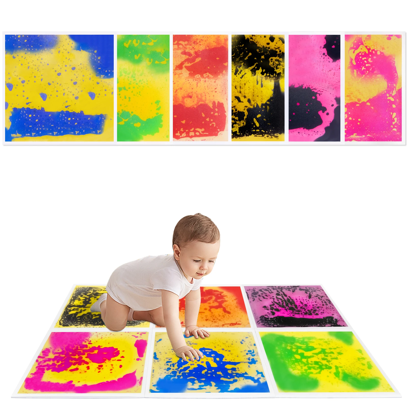 子供用感覚カラータイル、リキッドフュージョン感覚タイル、保育園での創造的な遊び、6個入り