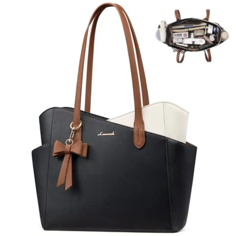 LOVEVOOK Tote Purse for Women 2026 Structured PU Leather Handbags with Top Handle Elegant Satchel Shoulder Bag