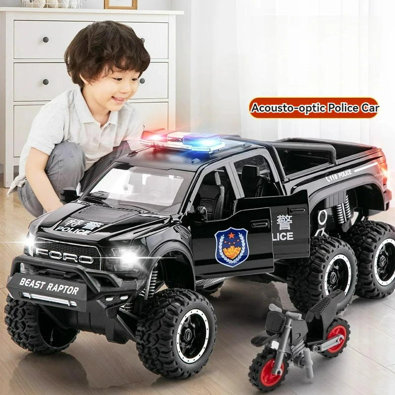 Diecast Metal Pickup Toy para Meninos, Carro Liga, Veículos Off-Road Modificados, Coleção de Modelos, Ford Raptor F150, 1:24