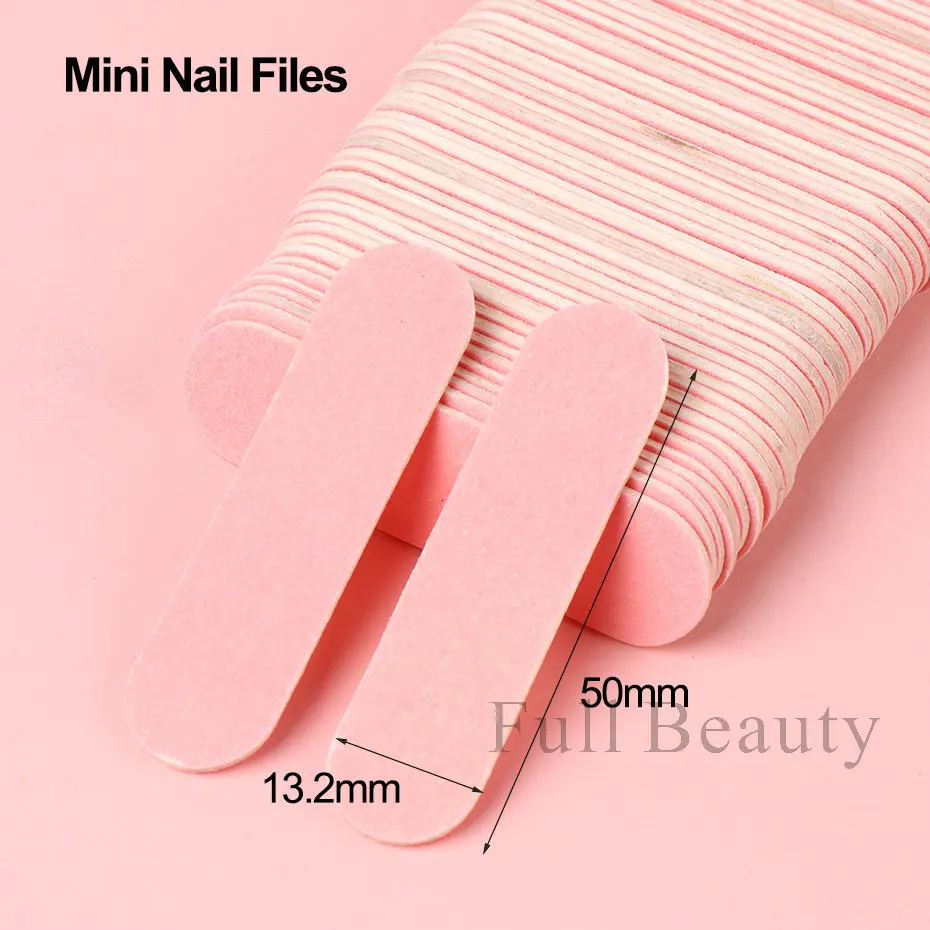 50/100pcs Mini Wooden Nail File Set 180/240 Trimmer Buffer Strips Pink Blue Sanding Polishing Nail Files Manicure Tool LAMNST