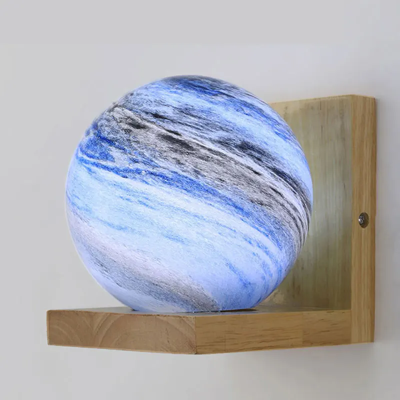 Nordic Wooden Wall Lamp Modern Living Room Bedside Wall Light Indoor Corridor Balcony Background Home Decora Glass Ball Lamps