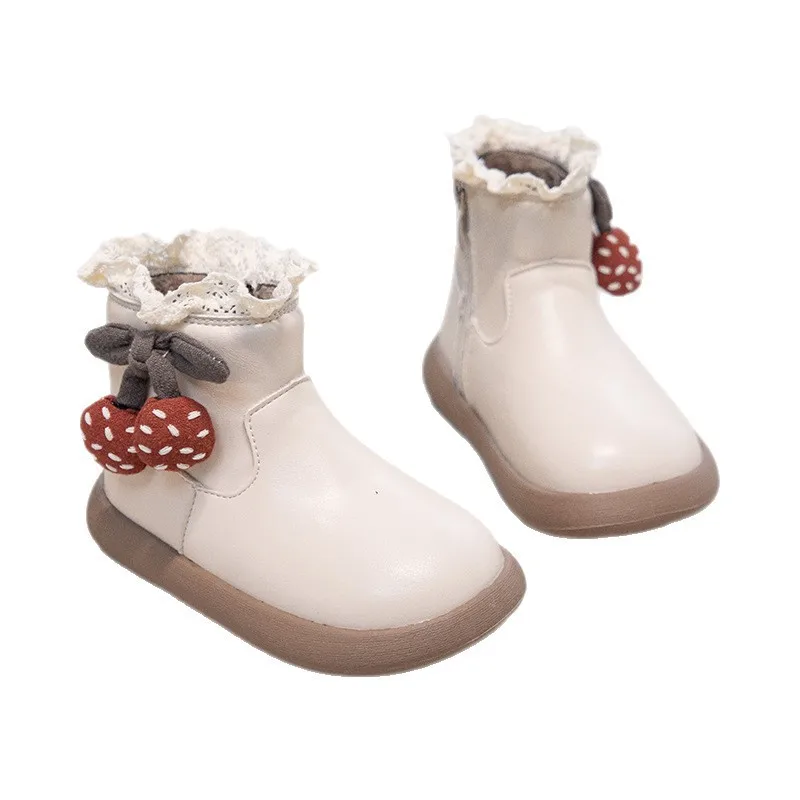 

Новый стиль, модные прогулочные сапоги на плоской подошве с бантом для маленьких девочек, детские кружевные теплые сапоги принцессы для маленьких девочек