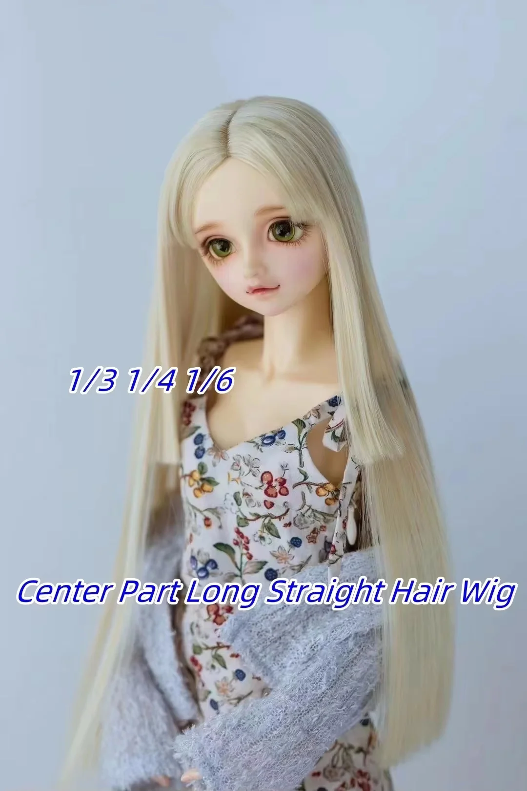 

1/3 1/4 1/6 Center Part Long Straight Hair Wig Three-Layer Cut Unisex BJD/SD High Temperature Silk Black Green Doll Accessories