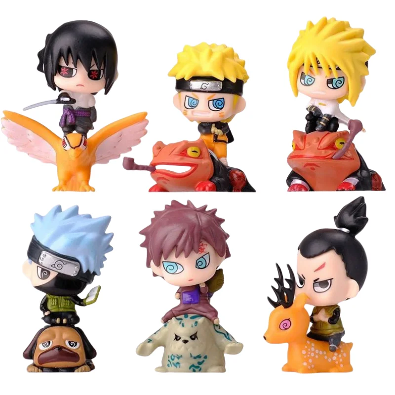 NEW Naruto Sasuke Kakashi Gaara Madara Akatsuki Organization Figure  Cartoon Desktop Ornament Mosquito Eye Version Complete Set