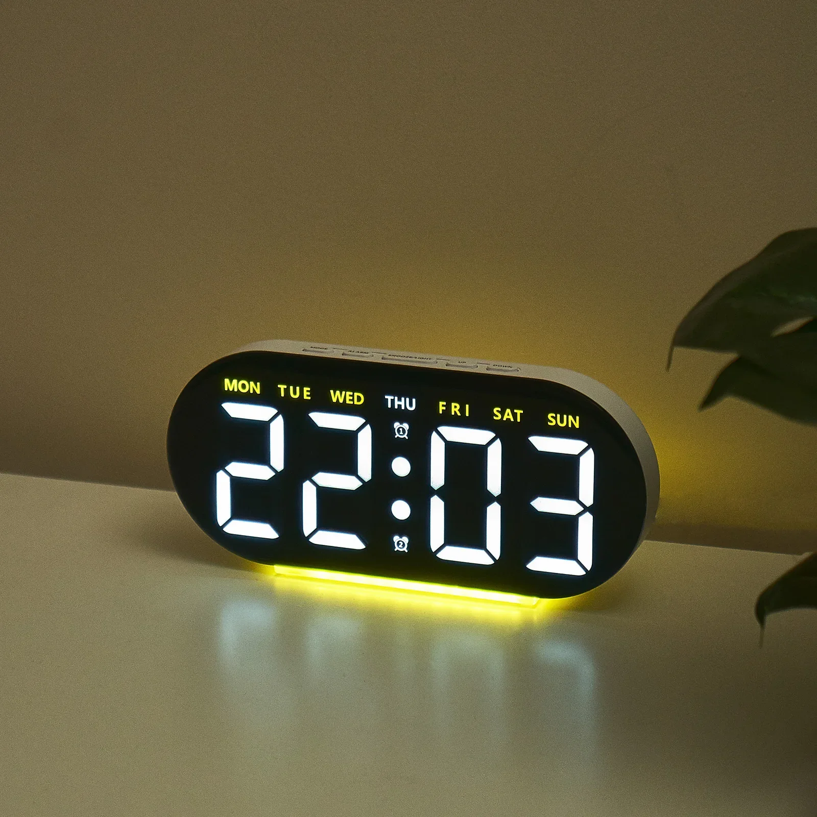 Multifunctional LED Digital Clock Minimalist Modern Design Large Screen Ambient Light Bedside Alarm Clock