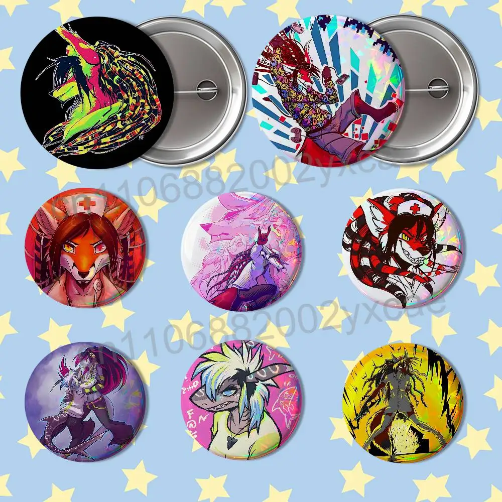 Nurse Renard art LapFox Trax HD Print 58mm 44mm Round Lapel Pins Pretty Derby Round Display Brooches Brooch Badges