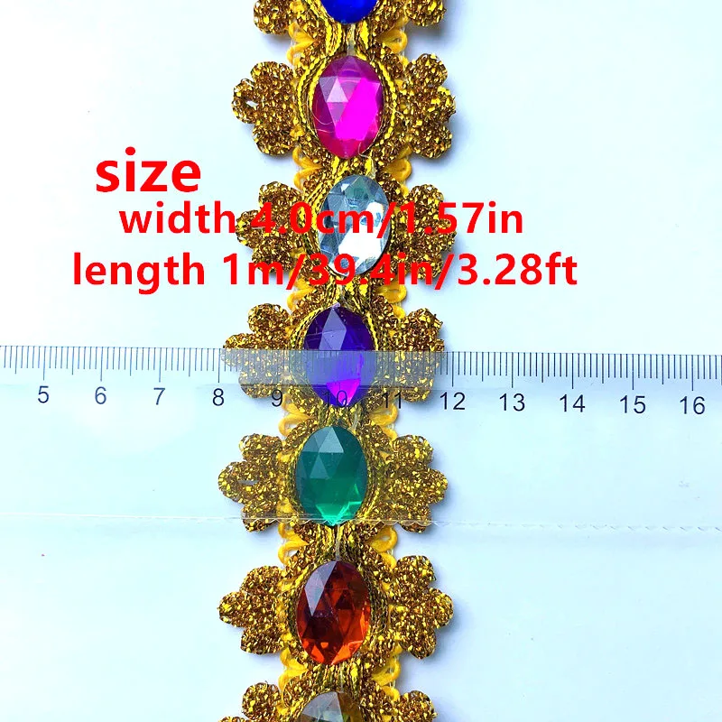 1 m/3,28 piedi per confezione bordo curvo oro argento finiture Nastri con strass Decorazione di accessori per vestiti con paillettes in cristallo