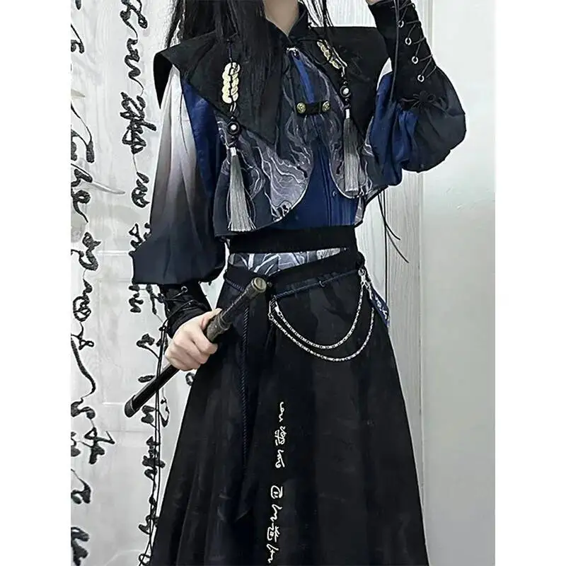 

Chinese style youth sense trouser skirt wear Halloween costume Hanfu embroidery set 2026 new
