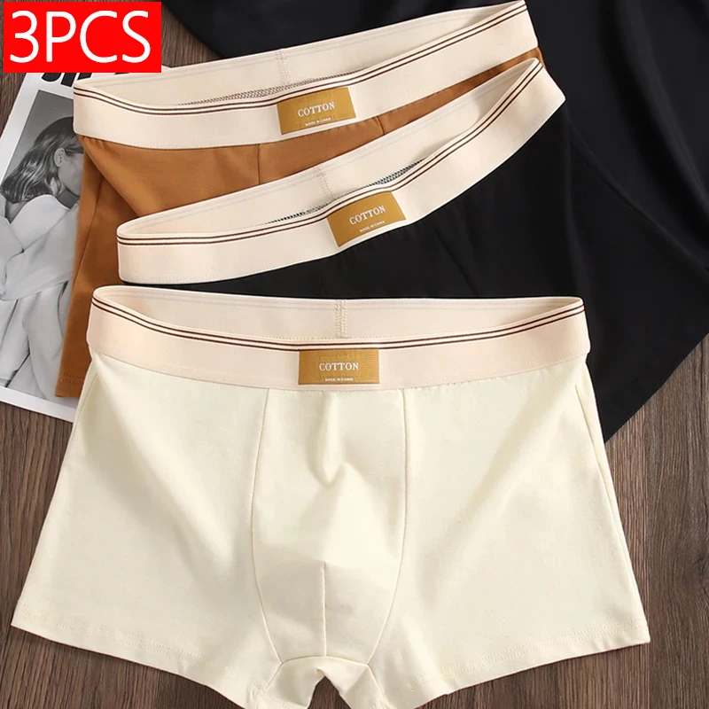 3pcs Men Underwear Cotton BoxerShorts Hombre Panties Man Breathable Underpants Sexy Sports Comfort Male Boxers  Size L-4XL