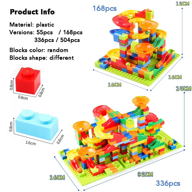 55-672PCS Building Blocks Marble Race Run Blocks Maze Ball Track Toy Funnel Slide Blocks Toys for Kids Christmas Gift Birthday