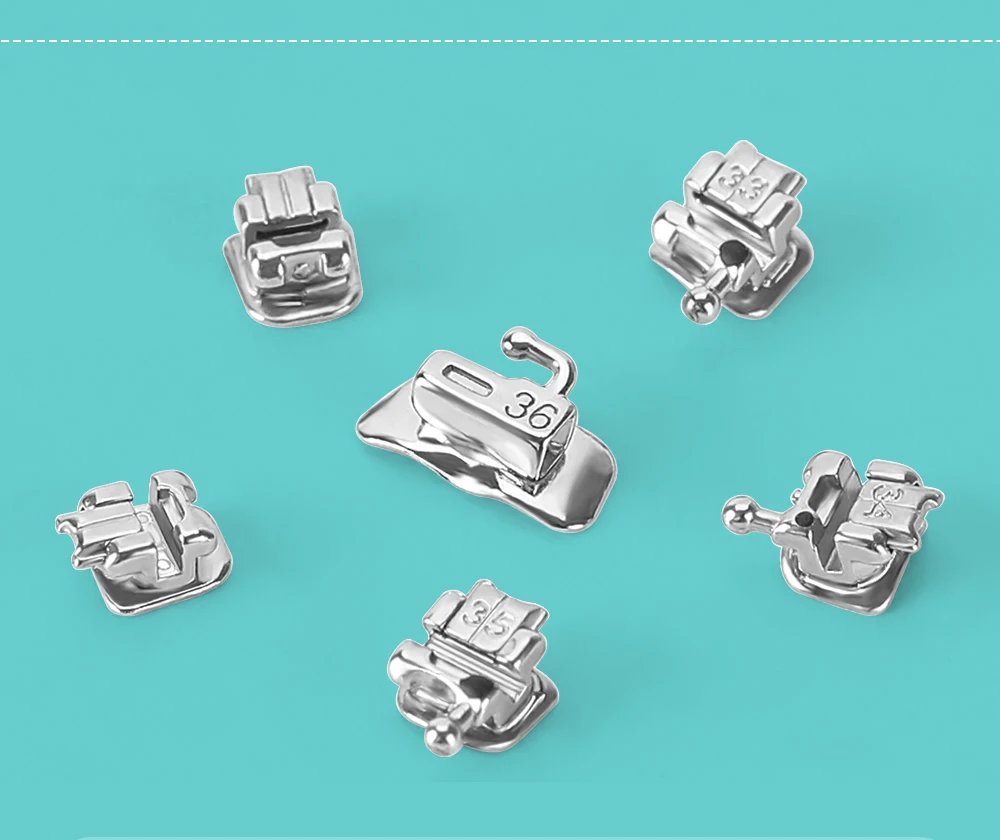 5 Packungen Azdent Dental Kieferorthopädische Zahnspangen Passive Selbstligierende Brackets mit Bukkalröhrchen Mini MBT Roth 0.022 Haken 345 Ortho-Werkzeug – Detail 8