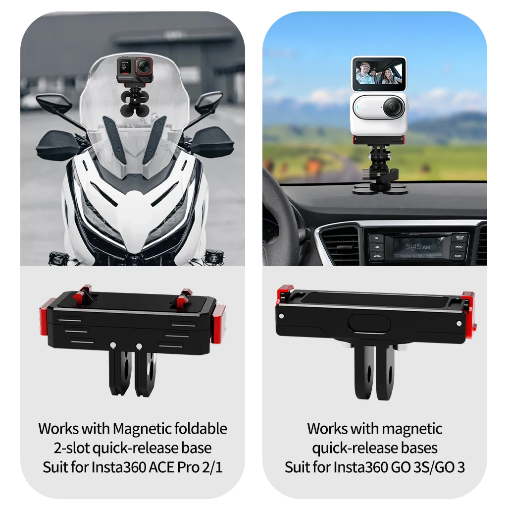 360 drehbare Helm-Kamerahalterung, flexible selbstklebende Basis, 17 mm Kugel für GoPro 13 12 11 Insta360 X4 X5 Ace Pro Motorradhalterung – Detail 14