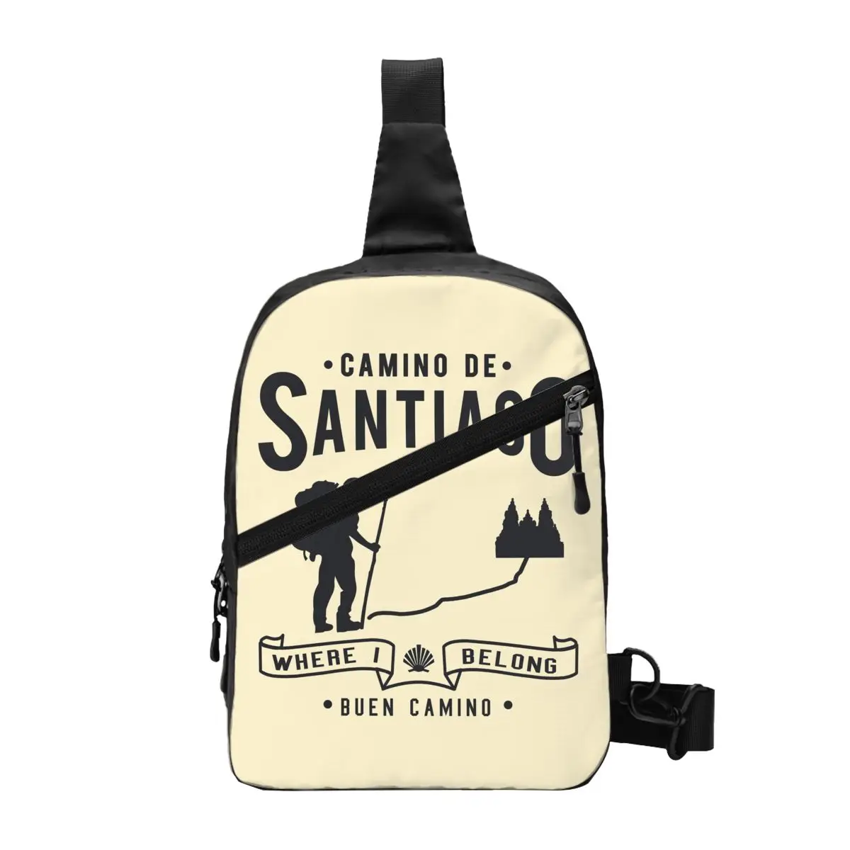 

Custom Fashion Buen Camino De Santiago Sling Bags Traveling Men's Compostela Peregrino Crossbody Chest Backpack Shoulder Daypack