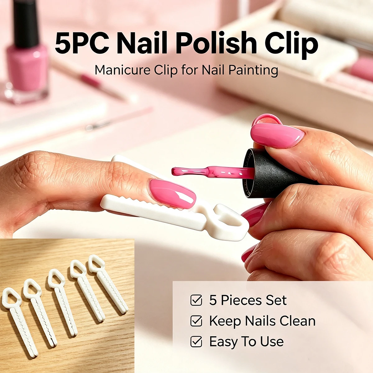 Nail Polish Anti-Smudge Clip, Finger Isolation Separator Clip, DIY Self-Service Nail Polish Isolation and Fixing Tool