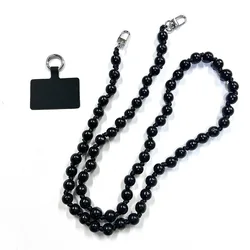 Phone Lanyard Long Crossbody Necklace Chain Hand-beaded Wooden Beads Strap Anti-lost Sling Universal Clip Bag for Phone Case