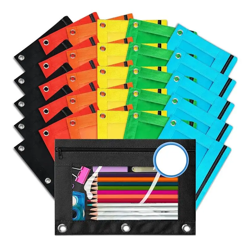 latest-pencil-pouch-for-3-ring-binders-30-bulk-pencil-pouches-6-different-colors-3-hole-zipper-pencil-pouch-office-supplies