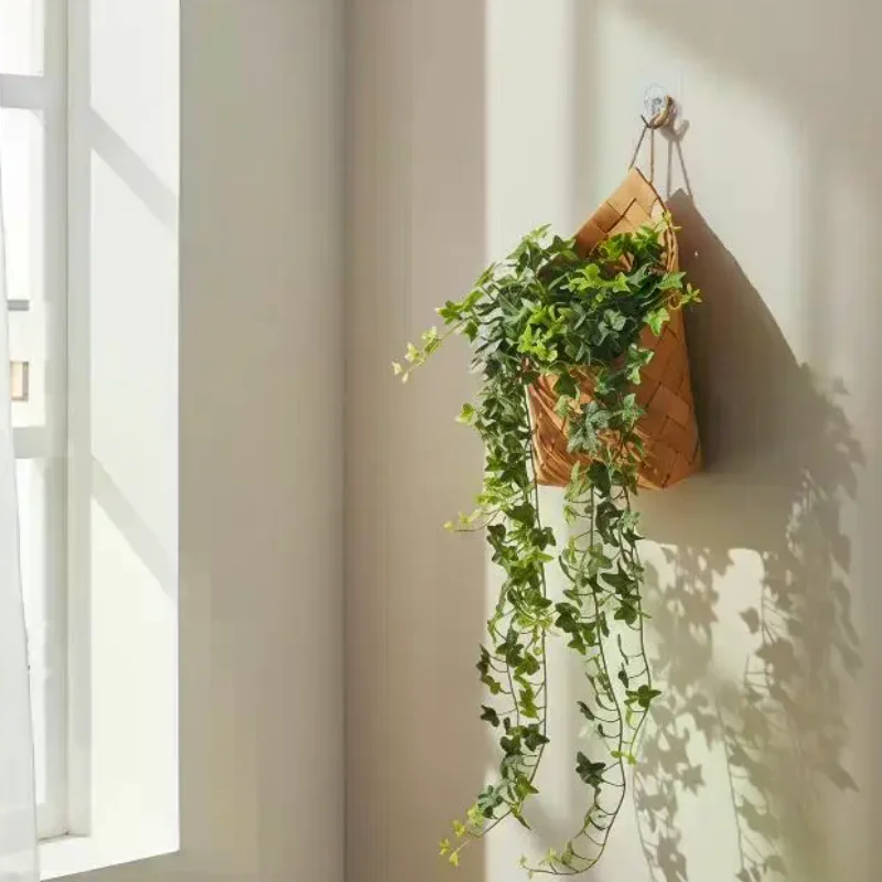 Cesta de almacenamiento para cocina montada en la pared con asa, decoración del hogar, cesta de madera tejida a mano, organizador de verduras, frutas, flores y artículos diversos