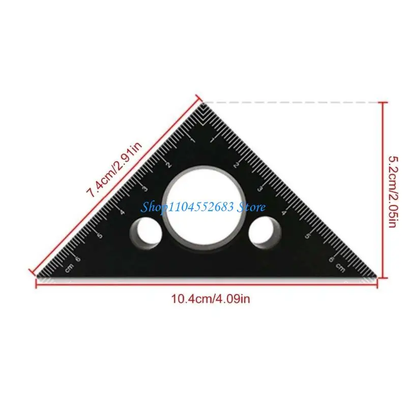Règle Y6GD à droit 45/90 degrés Small Aluminium Triangles Ruler avec des échelles métriques