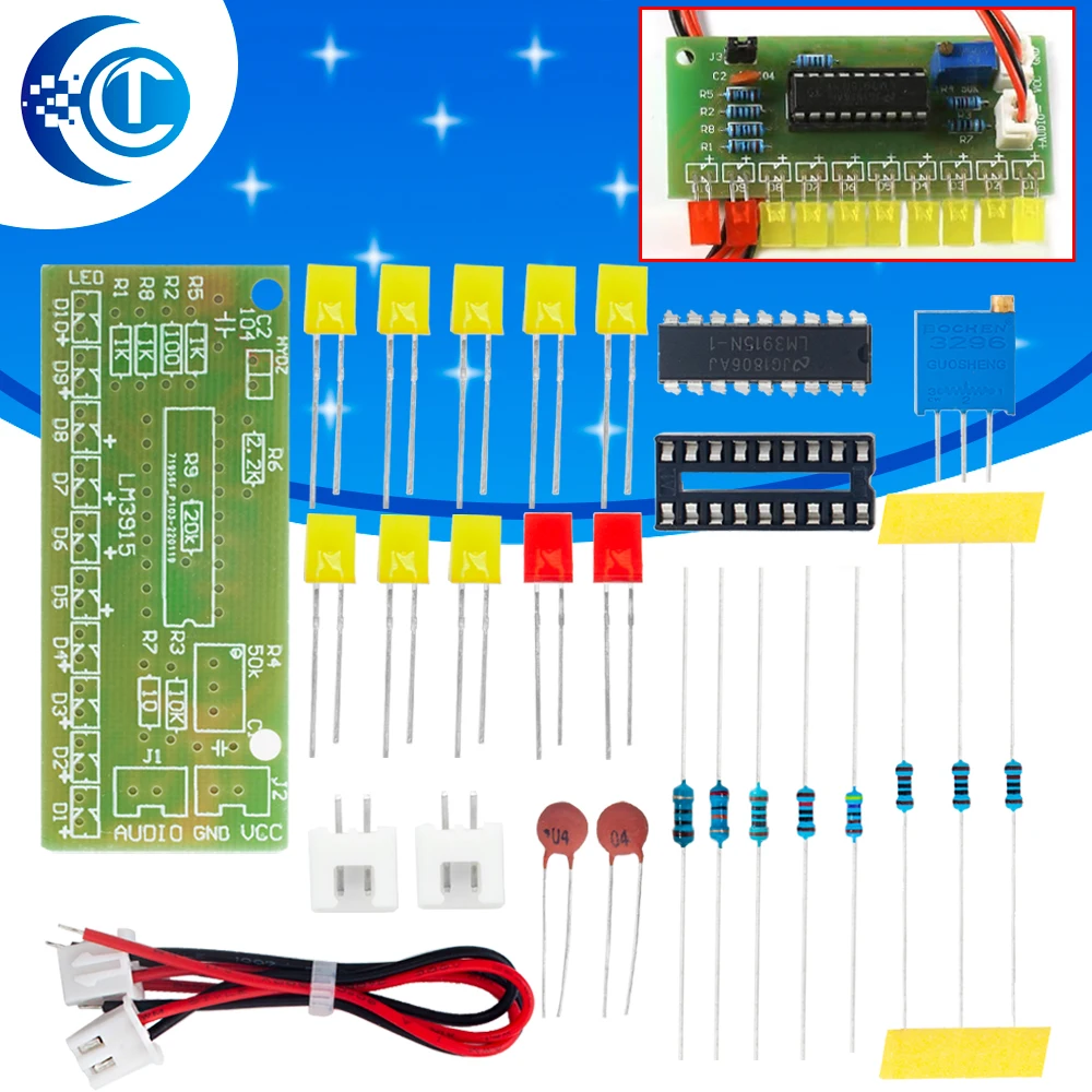 LM3915 Dot Bar Graph Audio Level Indicator VU Meter DIY Soldering Practice Kit for Arduino