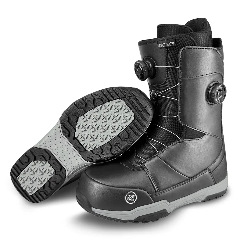Full Leather Cold-proof Snowboard Ski Boots Atop Double Buckle Wire Rope Ski Shoes Professional Ski Equipment
