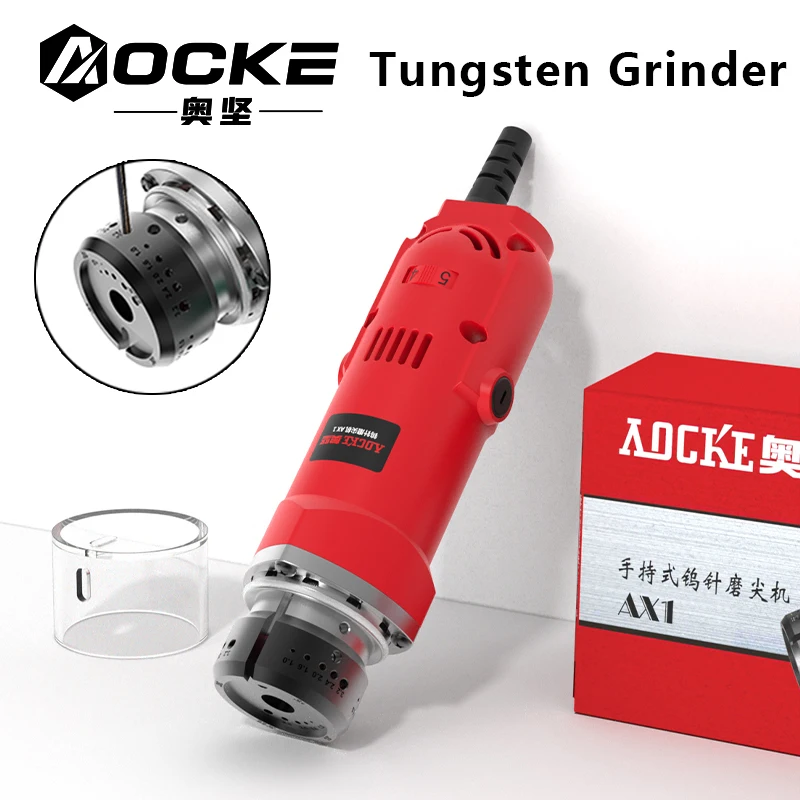 AOCKE Electric Handheld Tungsten Electrode Grinder 220V Dustproof Portable Tungsten Sharpener for Electrode Welding 15° 30° 45°