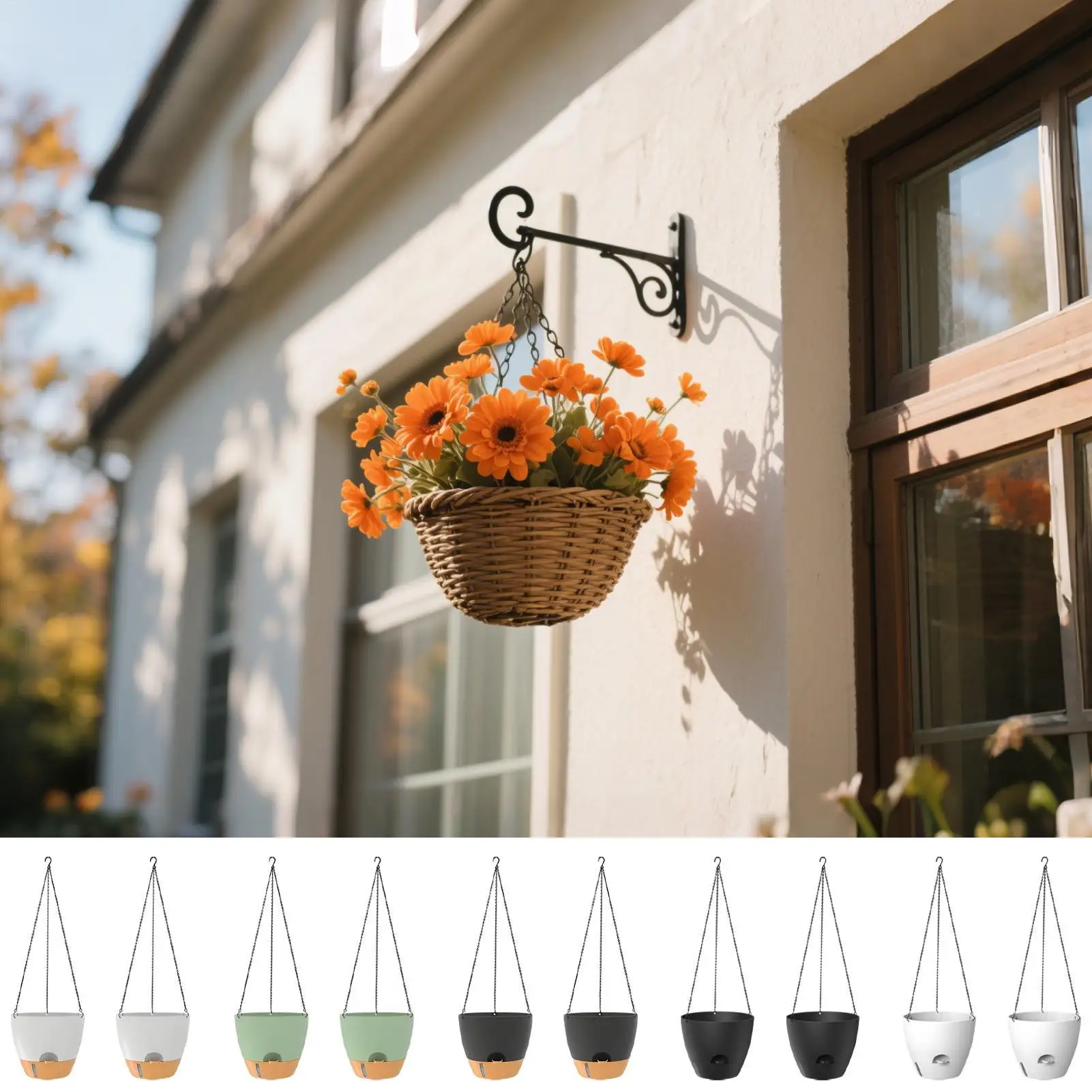 2 Pieces outdoor hanger planter Plant Hanger Self-Watering Planter with Reservoir Basket for Garden for Indoor Home Wall Window