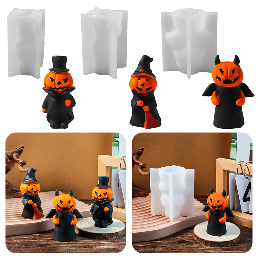 Mini Halloween Pumpkin Ghost Resin Mold DIY Candle Silicone Mold Home Happy Halloween Party Desktop Decoration Accessories