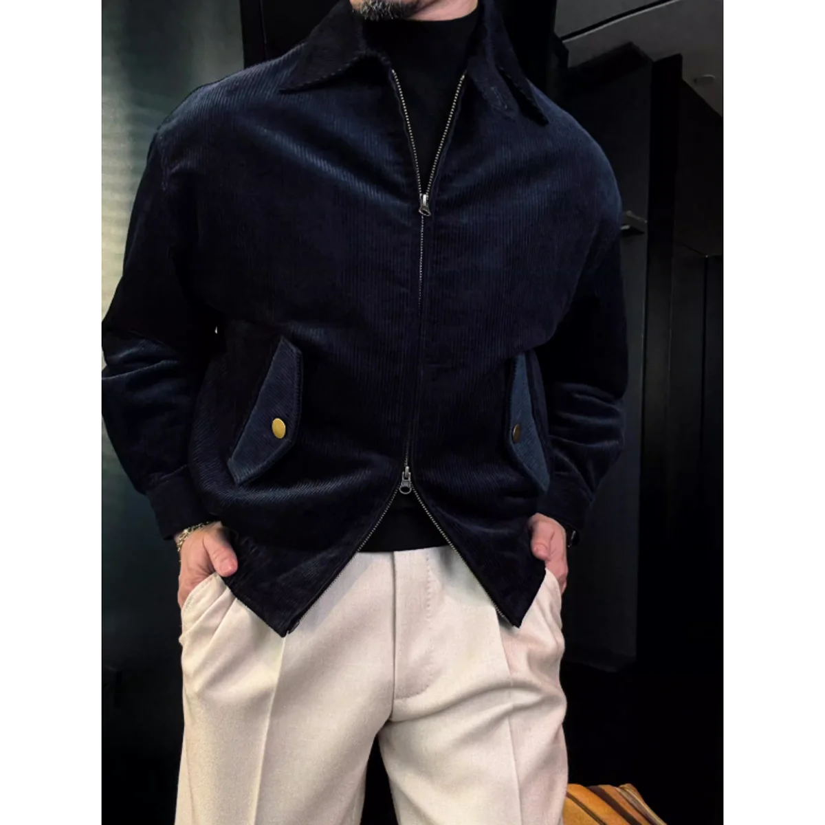 

Высококачественная мужская модная легкая стеганая куртка из хлопка с воротником, в стиле пэчворк, из вельвета, приталенного кроя, класса люкс