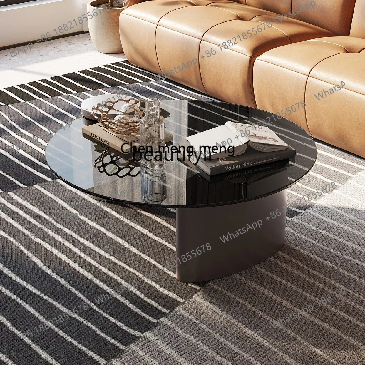 

ss 8350 Italian Stone Plate Coffee Table Minimalist Living Room Home Small Apartment High-End Modern Coffee Table