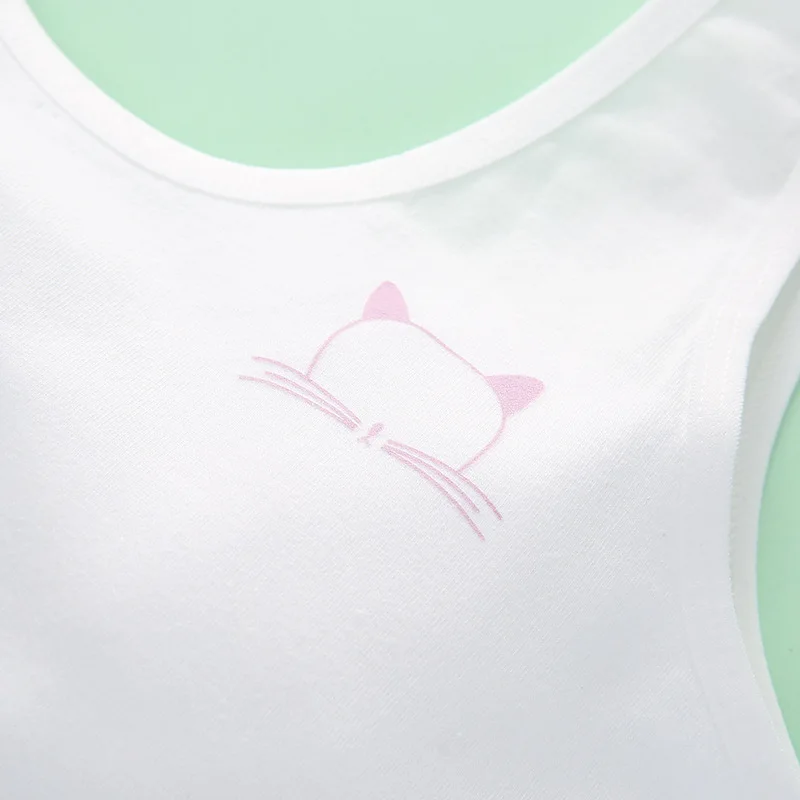 Girls' Underwear Small Vest Developmental Period Big Children's Bra Cartoon and Simple Children's Cotton Bra for Little Girls